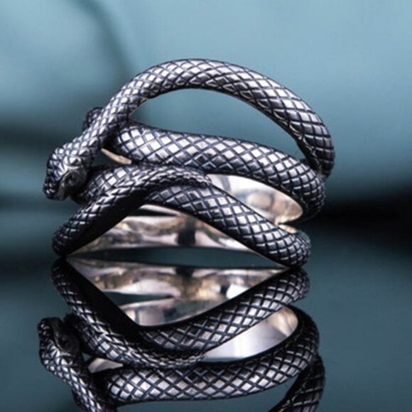 🌸Trendy Multi Layer Snake Vintage Carved Silver Fashion Ring forWomen,UNVN12123 - Picture 1 of 6